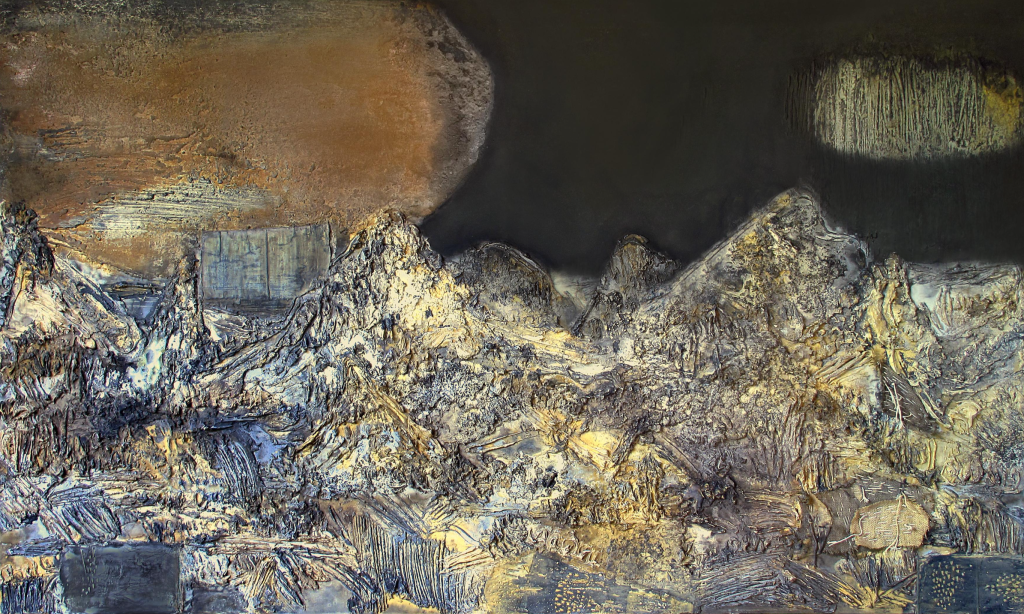 《补山》 布上茶墨 200X120cm 2015-2017年