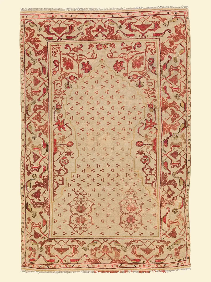 如意宝珠礼拜毯 塞伦迪或乌沙克，奥斯曼土耳其 十六世纪后期至十七世纪早期 羊毛 ©多哈伊斯兰艺术博物馆 