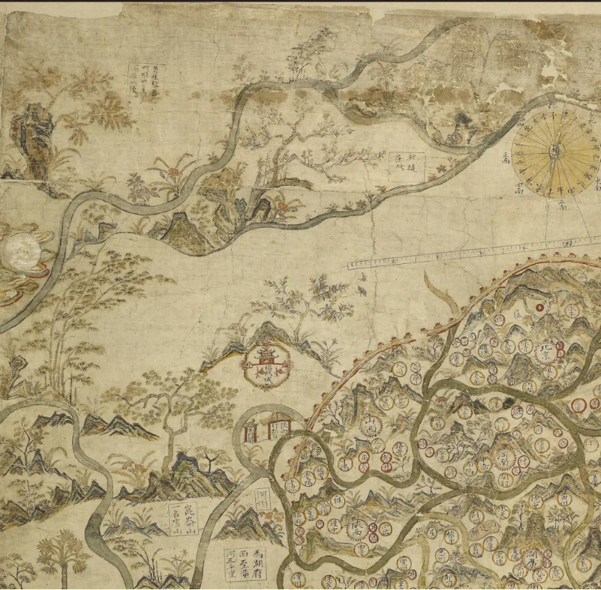 《塞尔登地图》局部（西式罗盘与比例尺）