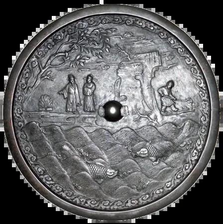 金 山水人物故事镜