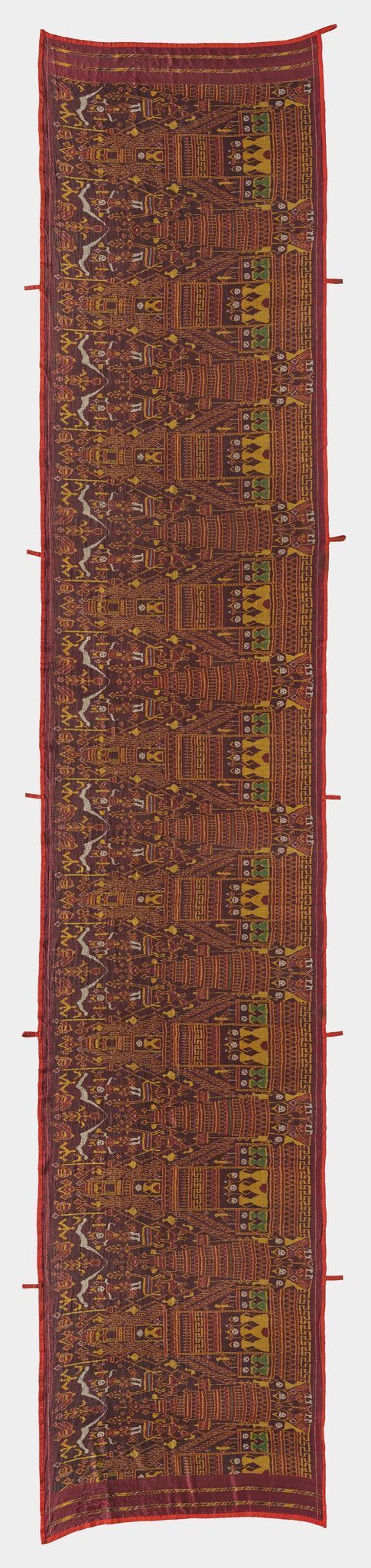 柬埔寨  20世纪  楼阁宝塔人物动物纹伊卡礼仪挂饰（倒转手机观看）