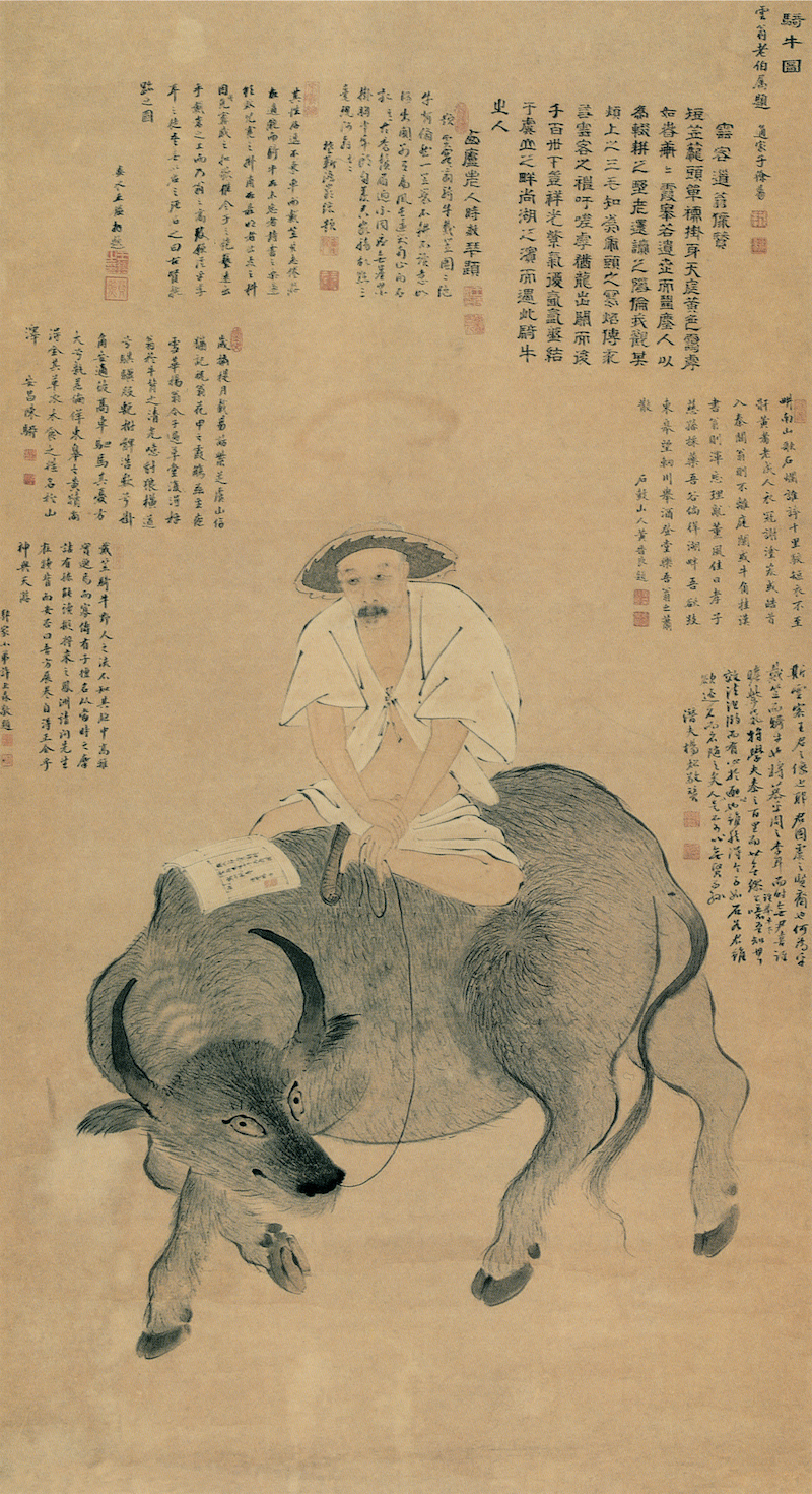 禹之鼎 骑牛还山图 拓片 纸本 33×136cm 常熟博物馆藏