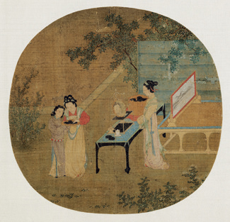 （传）王诜（约1048—1104），《晓镜绣笼》，绢本设色，台北故宫博物院藏