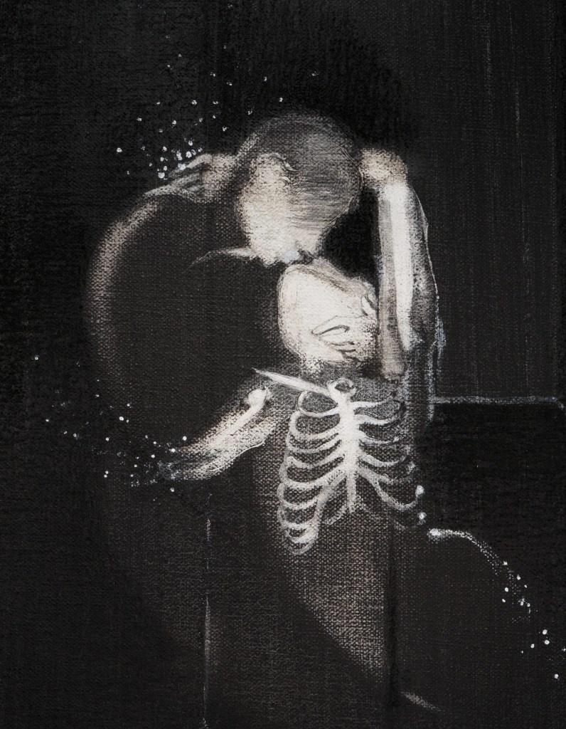 Cindy Ji Hye Kim，“Animal Triste” (2025)，acrylic，oil，graphite，charcoal，pastel on canvas (all photos by Brad Farwell，courtesy the artist and François Ghebaly Gallery)