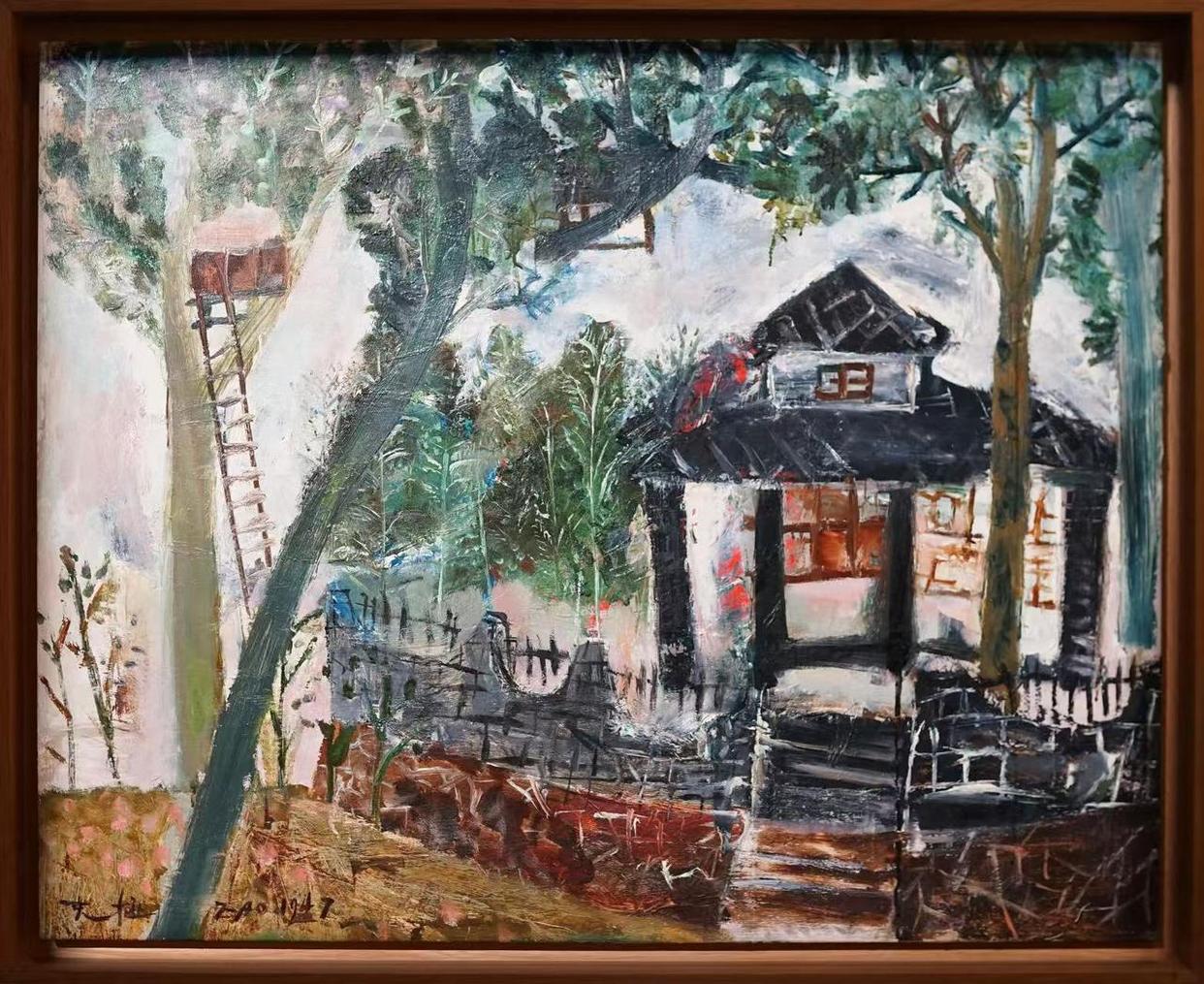 我在杭州的家|布面油画|私人收藏| 1947，65x 80.7cm All works by Zao Wou-Ki:ⓒZao Wou-Ki-ProLitteris，Zurich.