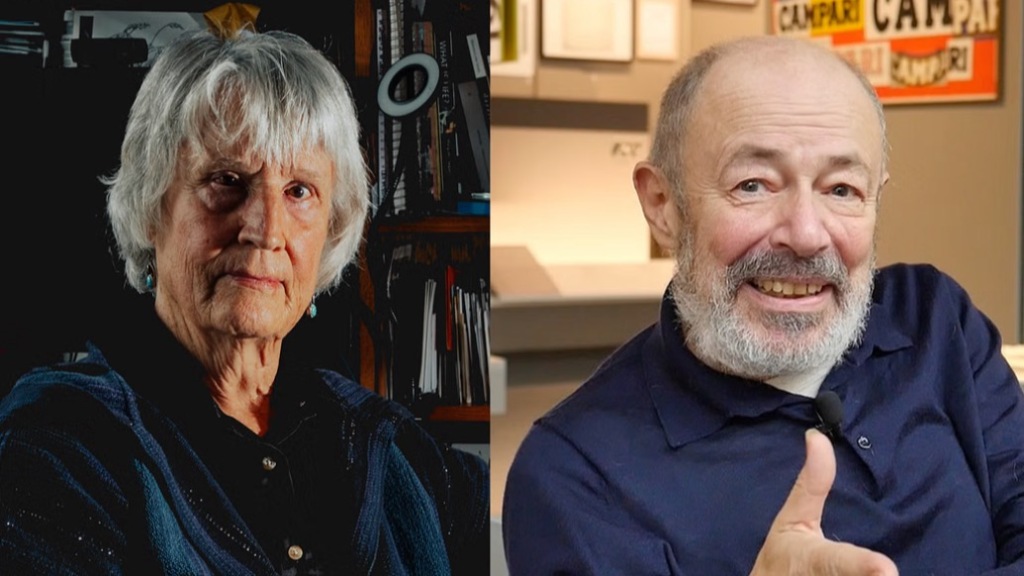 唐娜·哈拉维（左）和已故意大利建筑师兼设计师伊塔洛·罗塔