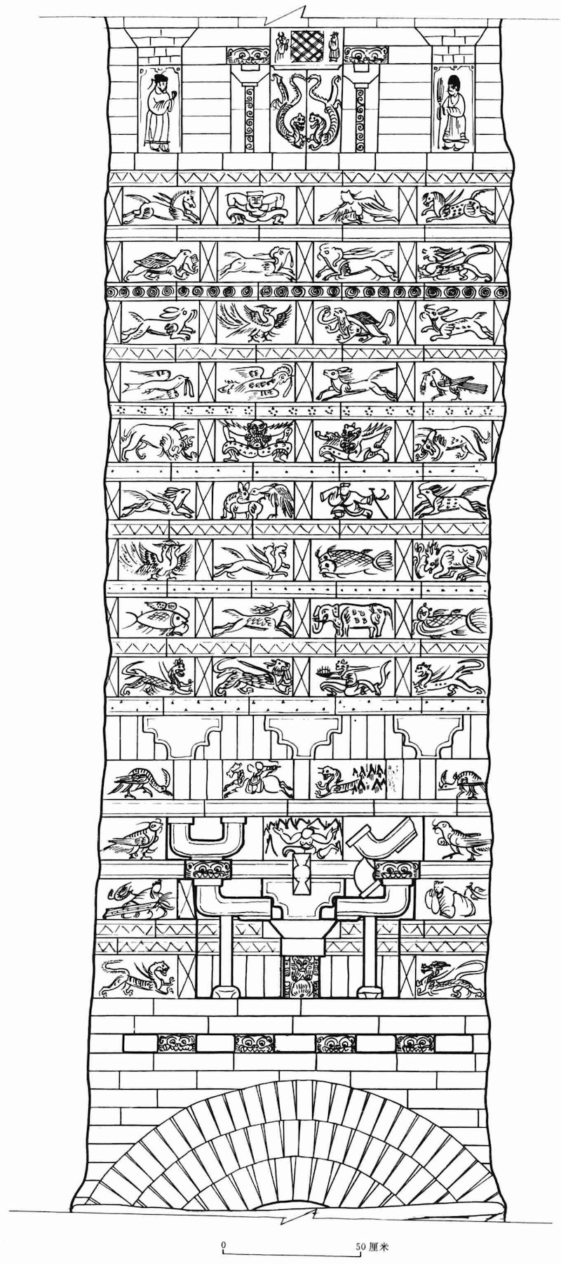 敦煌佛爷庙湾M133画像砖分布图