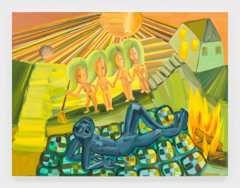 Judith Linhares，“Housekeeping” (2024)，oil on linen (image courtesy Judith Linhares and P·P·O·W，New York，© Judith Linhares. Photo Ian Edquist)