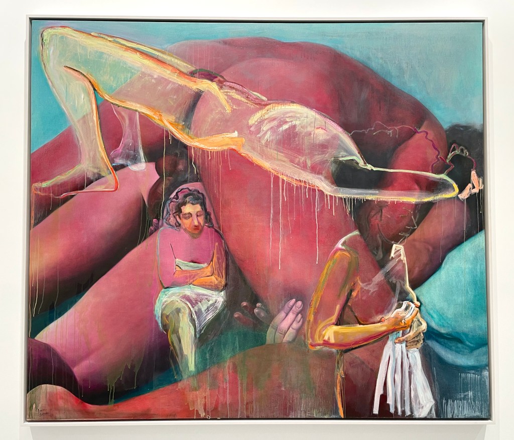 Joan Semmel，“Bottoms Up” (1973/1992)，oil on canvas (all photos Natalie Haddad/Hyperallergic)