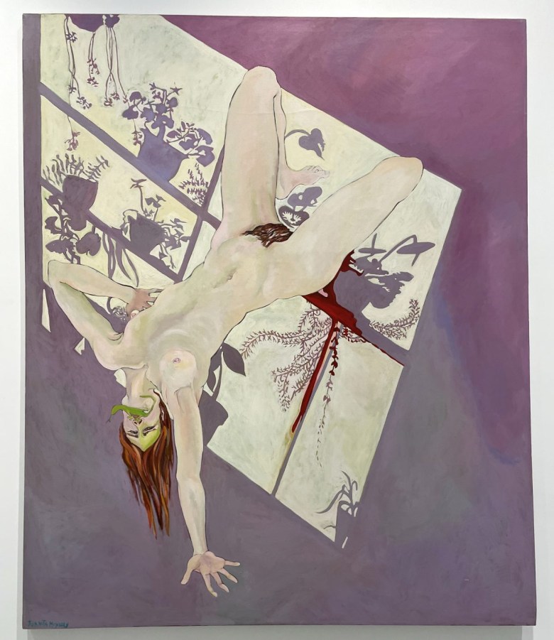 Juanita McNeely，“Window Shadow: Chameleon on Woman’s Face” (1975)，oil on canvas