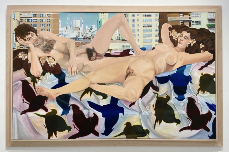 Martha Edelheit，“Birds: A View from Lincoln Tower Terrace” (1974)，acrylic on canvas