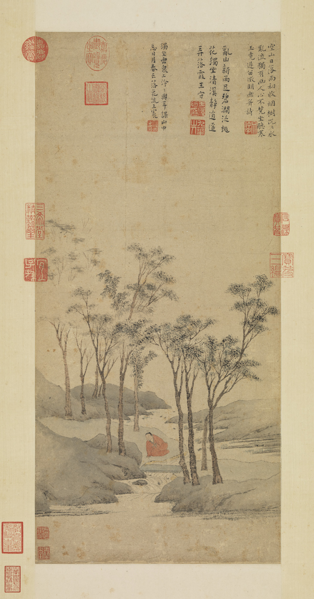 明 文徵明 《听泉图》 轴