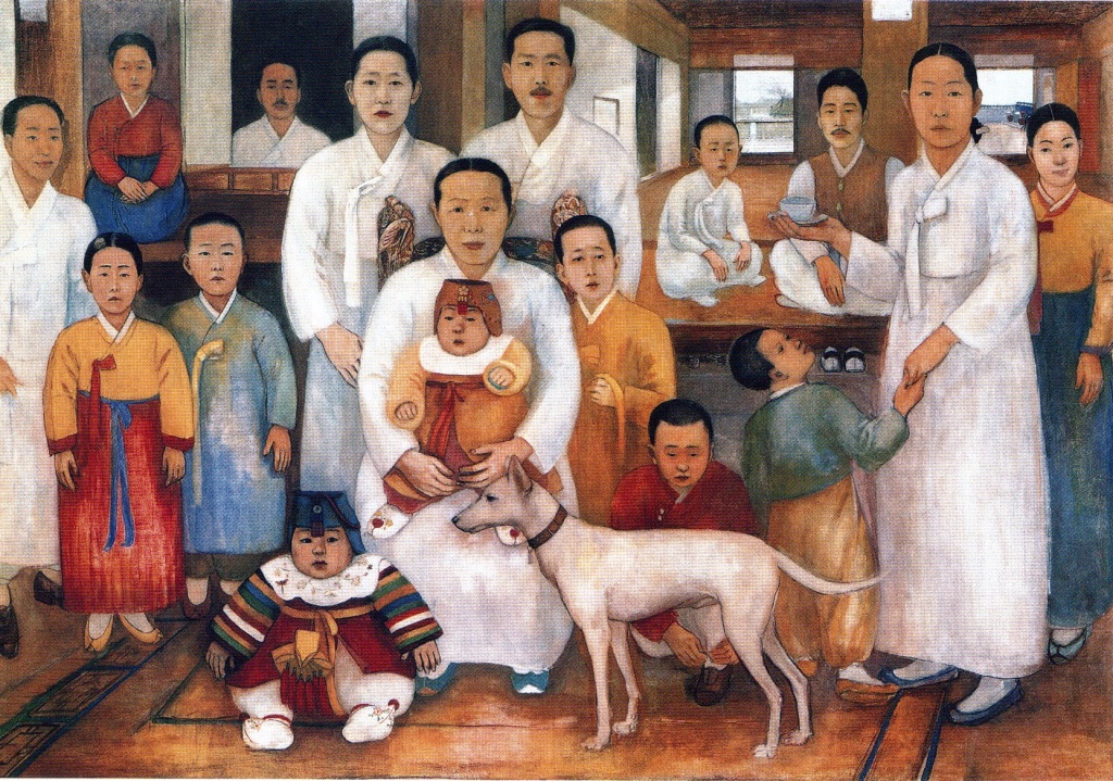 Pai Un-soung，《家庭肖像》，1930-1935年，油画，私人收藏